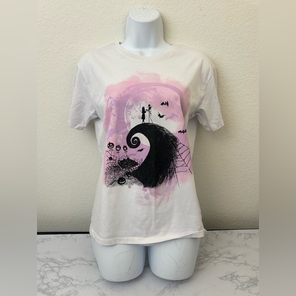 Disney Tops - The Nightmare Before Christmas Jack & Sally White Shirt Women’s XS Disney